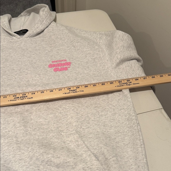 White Fox Boutique Gray Pink Logo Hoodie Boxy Cozy Oversized Warm Outdoor L/XL - Picture 8 of 13